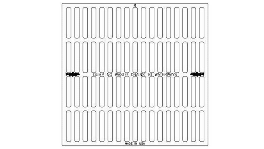 Inlet Frames, Covers & Accessories * | Cheap Ej V5636 Series 37-1/2 X 37-1/2 X 3-3/8 In. Undipped Ductile Iron Dump No Waste Trout Logo Square Grate